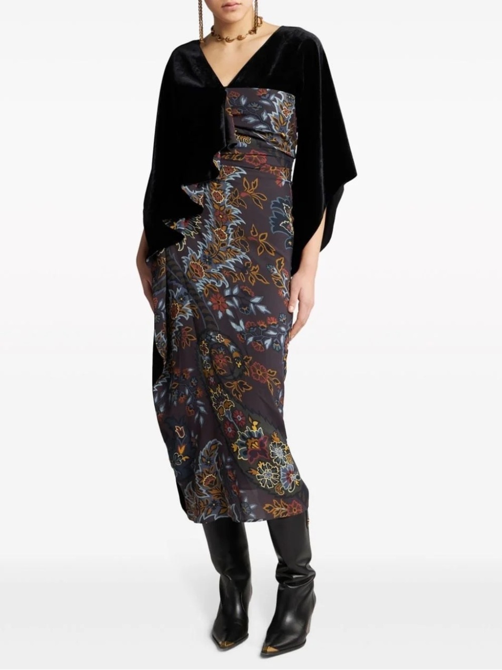 Etro paisley contrasting print dress